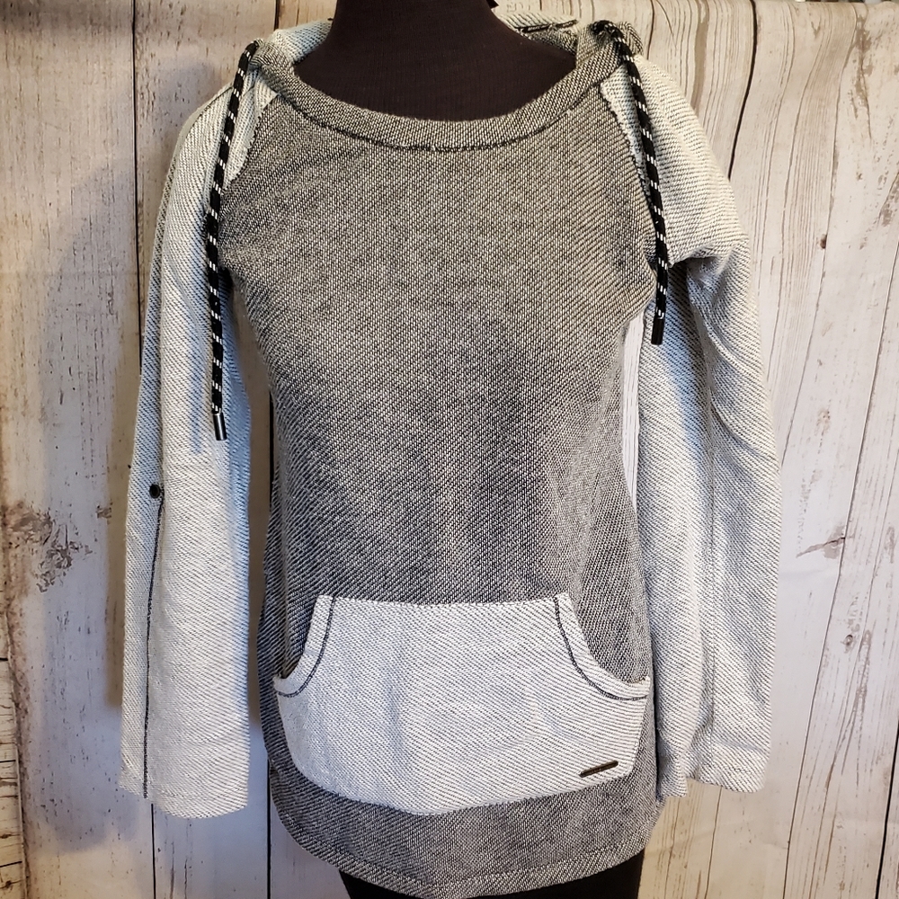 Marc New York tweed  hoodie black, cream Medium